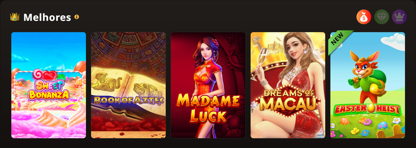 Sweet Bonanza, Book of Aztec, Madame Luck, Deams of Macau e Easter Heist Sweet Bonanza, Book of Aztec, Madame Luck, Deams of Macau e Easter Heist são os jogos mais populares em Play Fortuna BR